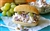CLASSIC CHICKEN SALAD SANDWICH AND CORN ON COB